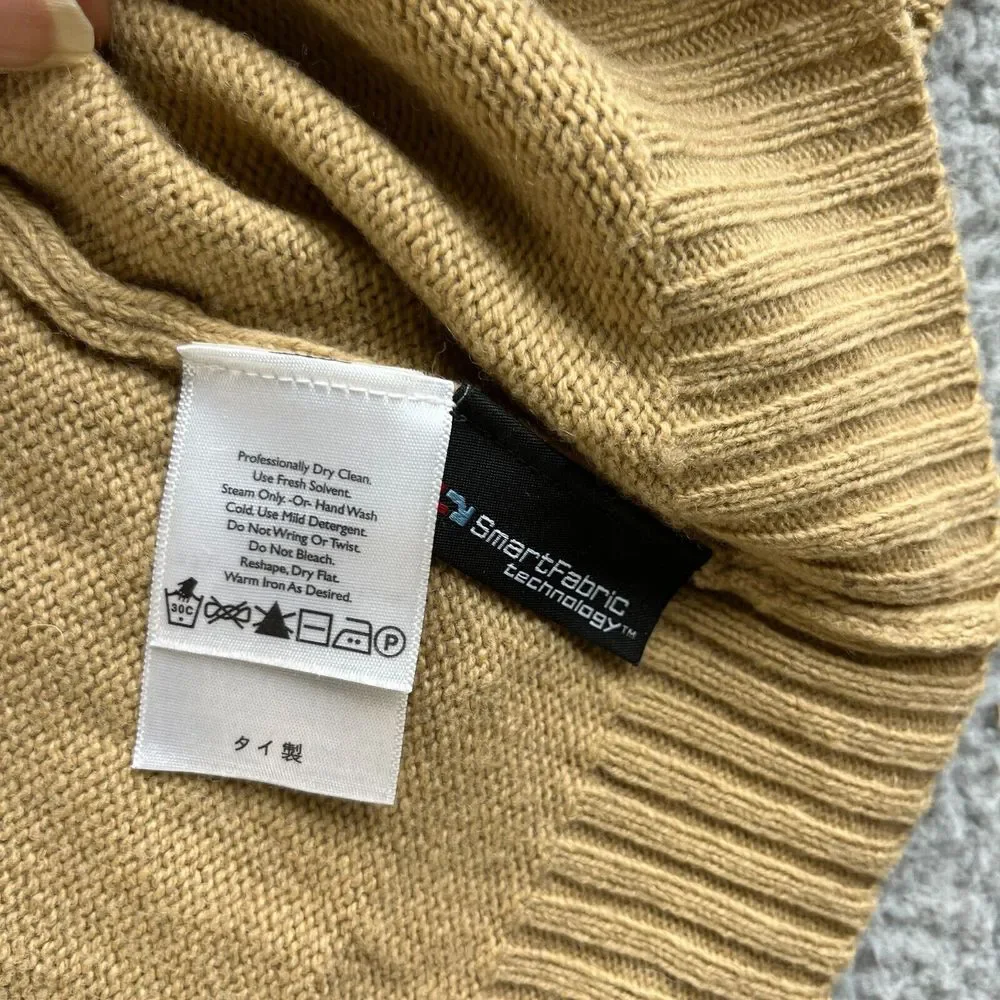 NEW Vintage Eddie Bauer Sweater Mens Extra Large Beige Lambs‎ Wool Smart Fabric